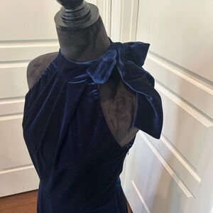 Black Halo Midnight Blue Velvet Midi Dress